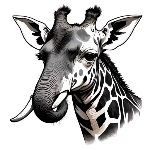 Elephant And Giraffe head tattoo design idea