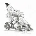 formula 1 and libra constellation intertwined simple tattoo design idea