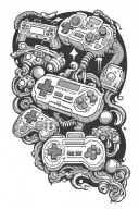 90s and 00s video games tattoo design idea
