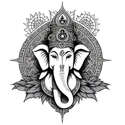 combine Ganesha + Sri Yantra + 888 in a unique, sacred tattoo that reflects both abundance and spiritual alignment. tattoo design idea