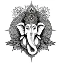 combine Ganesha + Sri Yantra + 888 in a unique, sacred tattoo that reflects both abundance and spiritual alignment. tattoo design idea