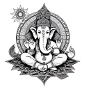 combine Ganesha + Sri Yantra + 888 in a unique, sacred tattoo that reflects both abundance and spiritual alignment. tattoo design idea