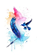 arrow and feather and flying birds flying tattoo design idea