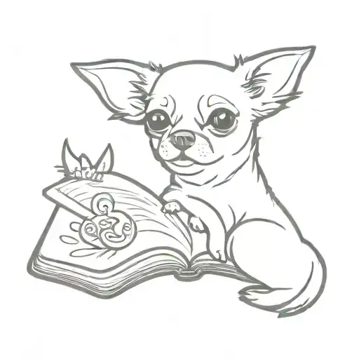 book   and chihuahua  tattoo design idea