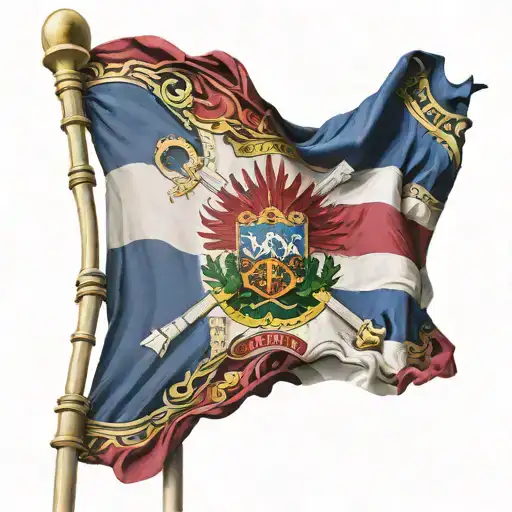 Haitian and dominican flag on a flag pole tattoo design idea