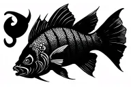 tiger fish with Scorpio tail tattoo design idea