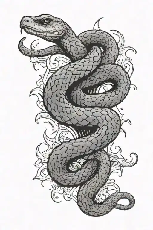 snake and star sign tattoo design idea