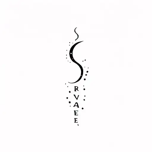 Line Tattoo Vertical - half moon, brave, healing with the word BRAVE  tattoo design idea