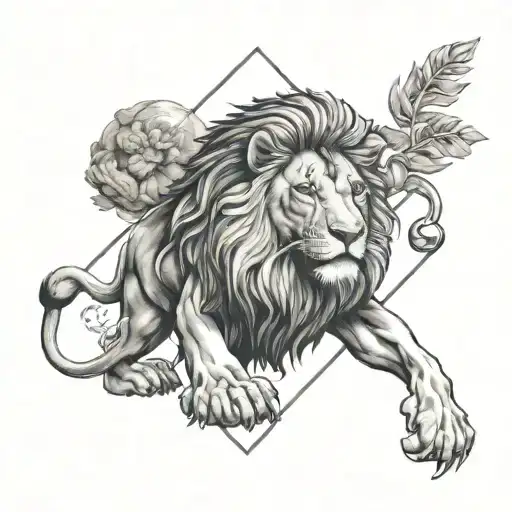 drawing balance of the kiff of life representing the evenings friends family who are important self-love and lion tattoo design idea