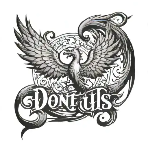 Text: "Don't Cross Us" placed across the center.Symbol: The image of a phoenix or dragon, wings spread wide tattoo design idea