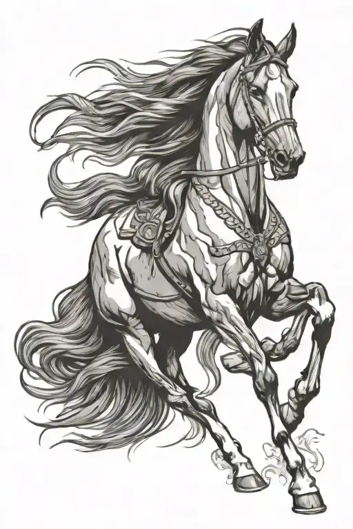 Indian horse running tattoo design idea