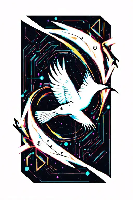 Bird flying in 3d effect tattoo design idea