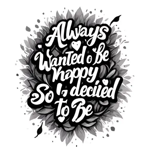 Quote "I always wanted to be happy, so I decided to be." tattoo design idea