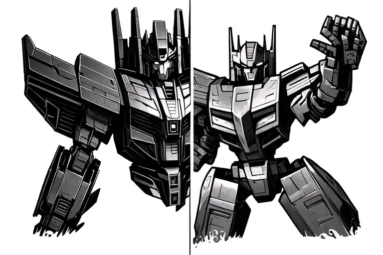 half autobots and half Decepticons logo  tattoo design idea