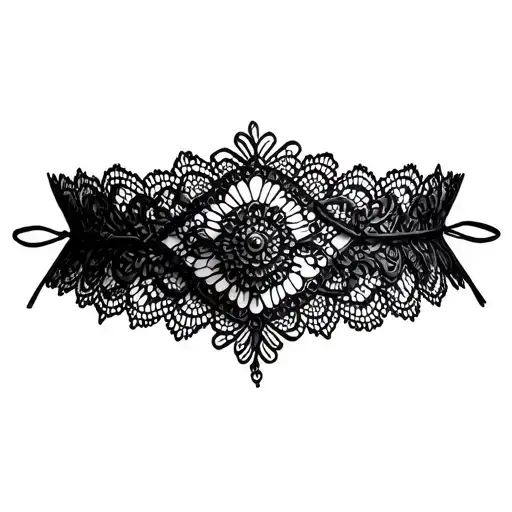 feminine 3d black lace choker tattoo tattoo design idea