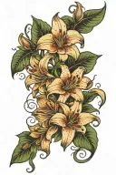lilies on a vine thin long tattoo design idea