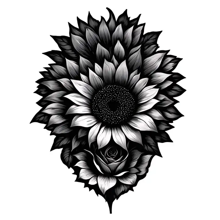 Sunflowers and roses tattoo design idea