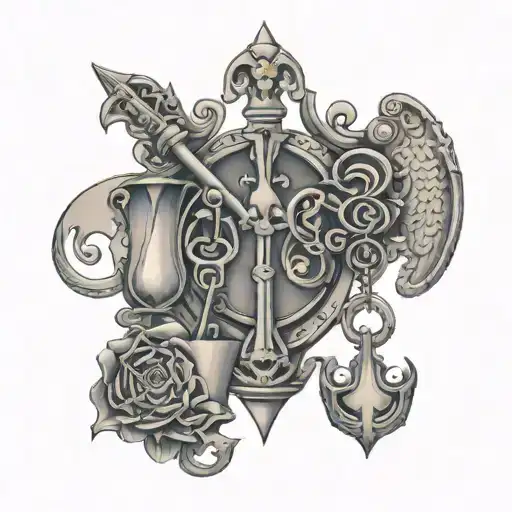 Libra and pisces turned into a key unlocking a hidden tattoo design idea