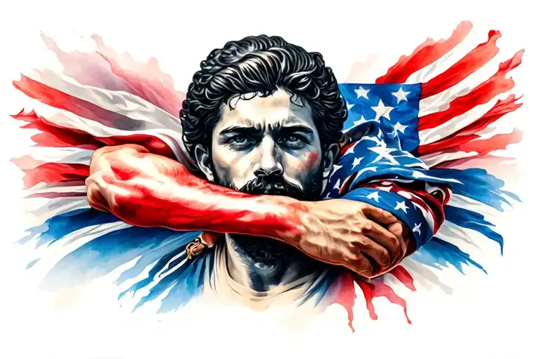 patriotic arm sleeve tattoo design idea