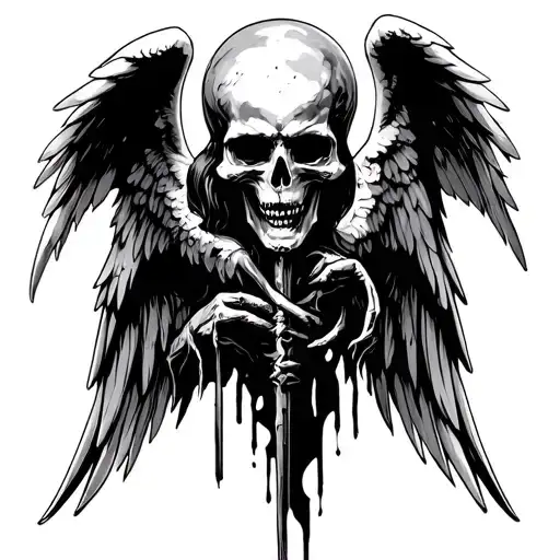 angel of death sad tattoo design idea