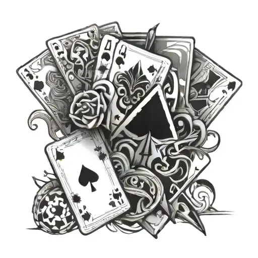 tribal, cards, risk, rich tattoo design idea