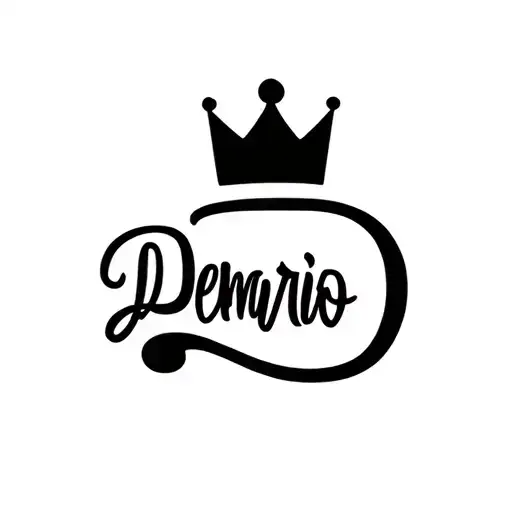 Demario in cursive with a tiny crown on the D tattoo design idea