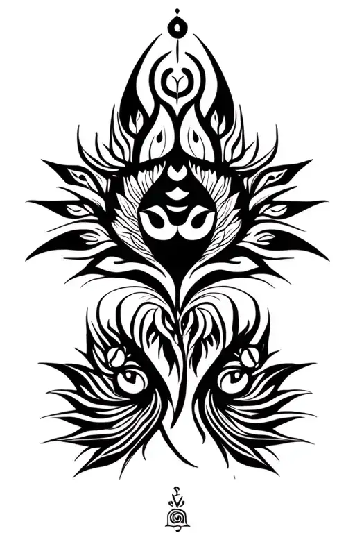 trishul om peacocks feather lotus rudra tattoo design idea
