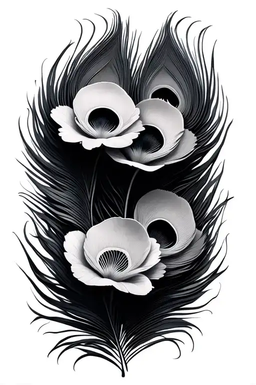 peacock feathers, sweet pea flowers, gears tattoo design idea