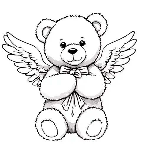 teddy bear with angelic wings  tattoo design idea