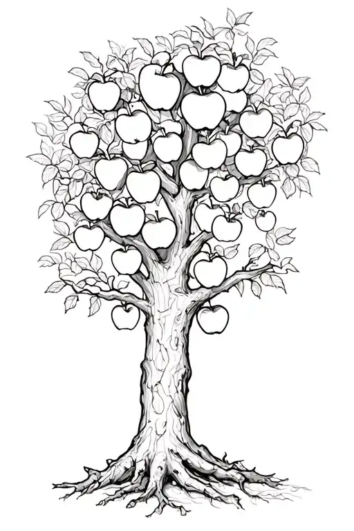 tree with apples on a tree tattoo design idea
