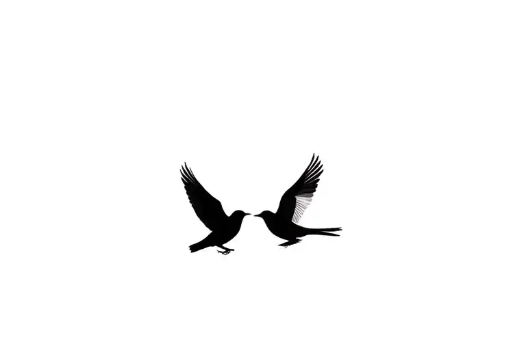 shadow of two mocking birds flying next to each other tattoo design idea