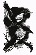 magpie perched tattoo design idea