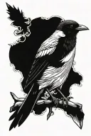 magpie perched tattoo design idea
