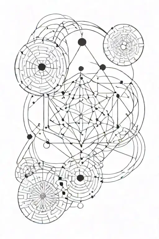 universum, geometric, spiritual symbol merging tattoo design idea