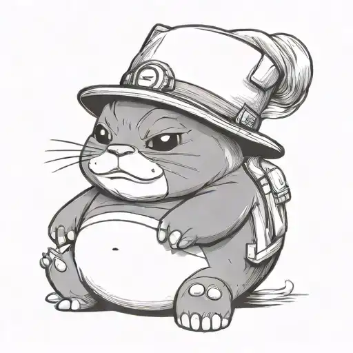 Snorlax with a fitted hat tattoo design idea