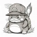 Snorlax with a fitted hat tattoo design idea