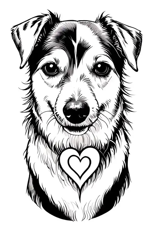 dog with a heart tattoo design idea