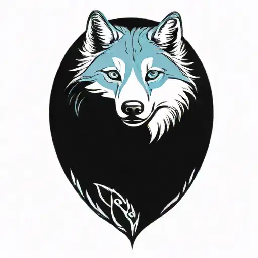 cherokee happy wolf puppy blue eyes  tattoo design idea