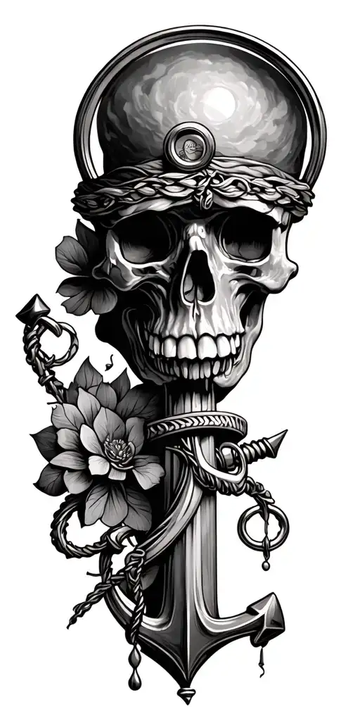 anchor, magnifying glass tattoo design idea