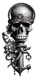 anchor, magnifying glass tattoo design idea