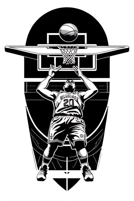 Basketball player shooting tattoo design idea