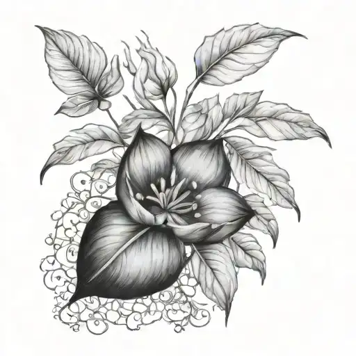 botanic style drawing tattoo design idea