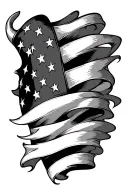 American flag waving stars towards the top of my form where it bends going all the way down with the lines to wrist  tattoo design idea
