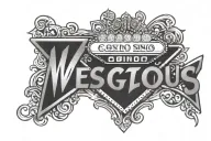 Vegas text with a logo related to a casino. tattoo design idea