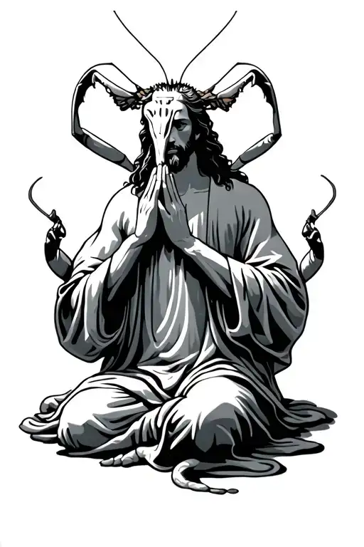 jesus praying mantis tattoo design idea