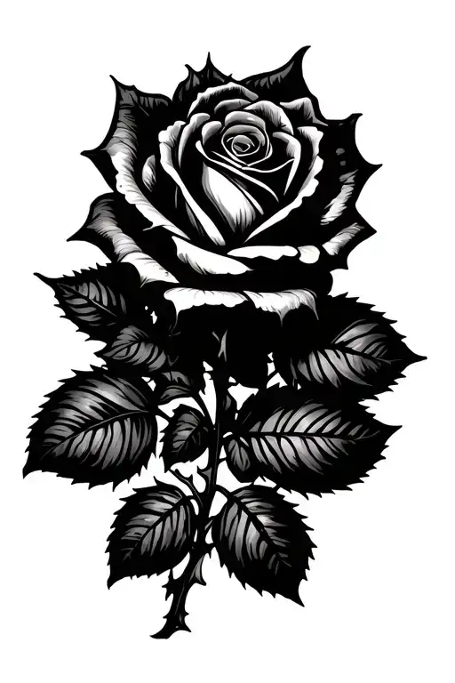 I want a Rose on the top of my hand with a thorny vine extendting up and wrapping around my arm with leaves tattoo design idea
