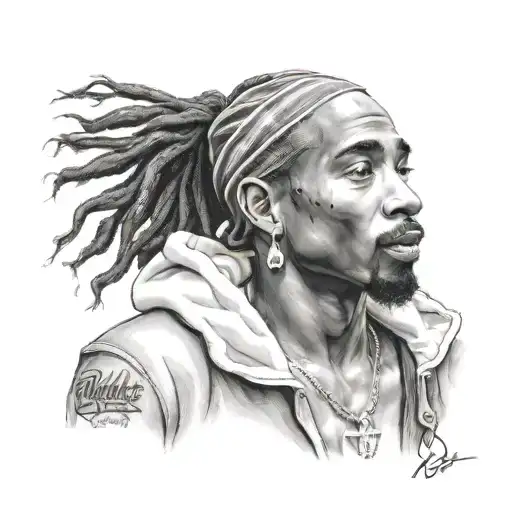 2pac portrait, bob marley lion ub40 tattoo design idea