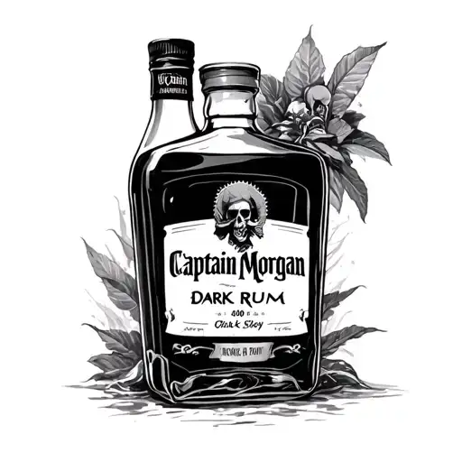 A 60 ounce of captain morgan dark Rum tattoo design idea