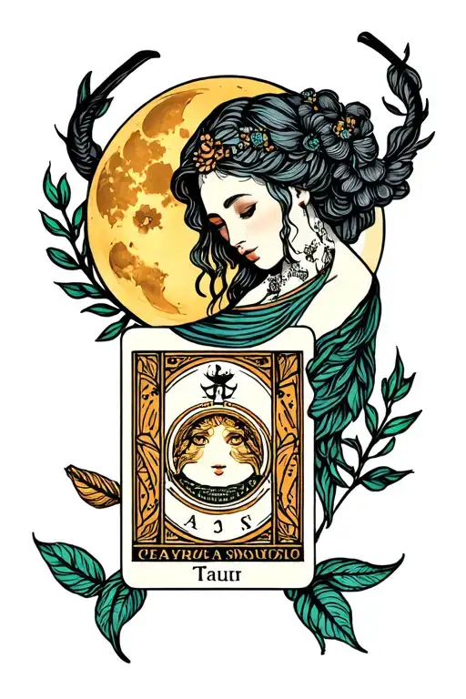 Matching best friend, tattoos one with tarot card that matches Taurus ruling moon and cancer ruling moon  tattoo design idea