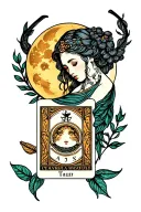 Matching best friend, tattoos one with tarot card that matches Taurus ruling moon and cancer ruling moon  tattoo design idea